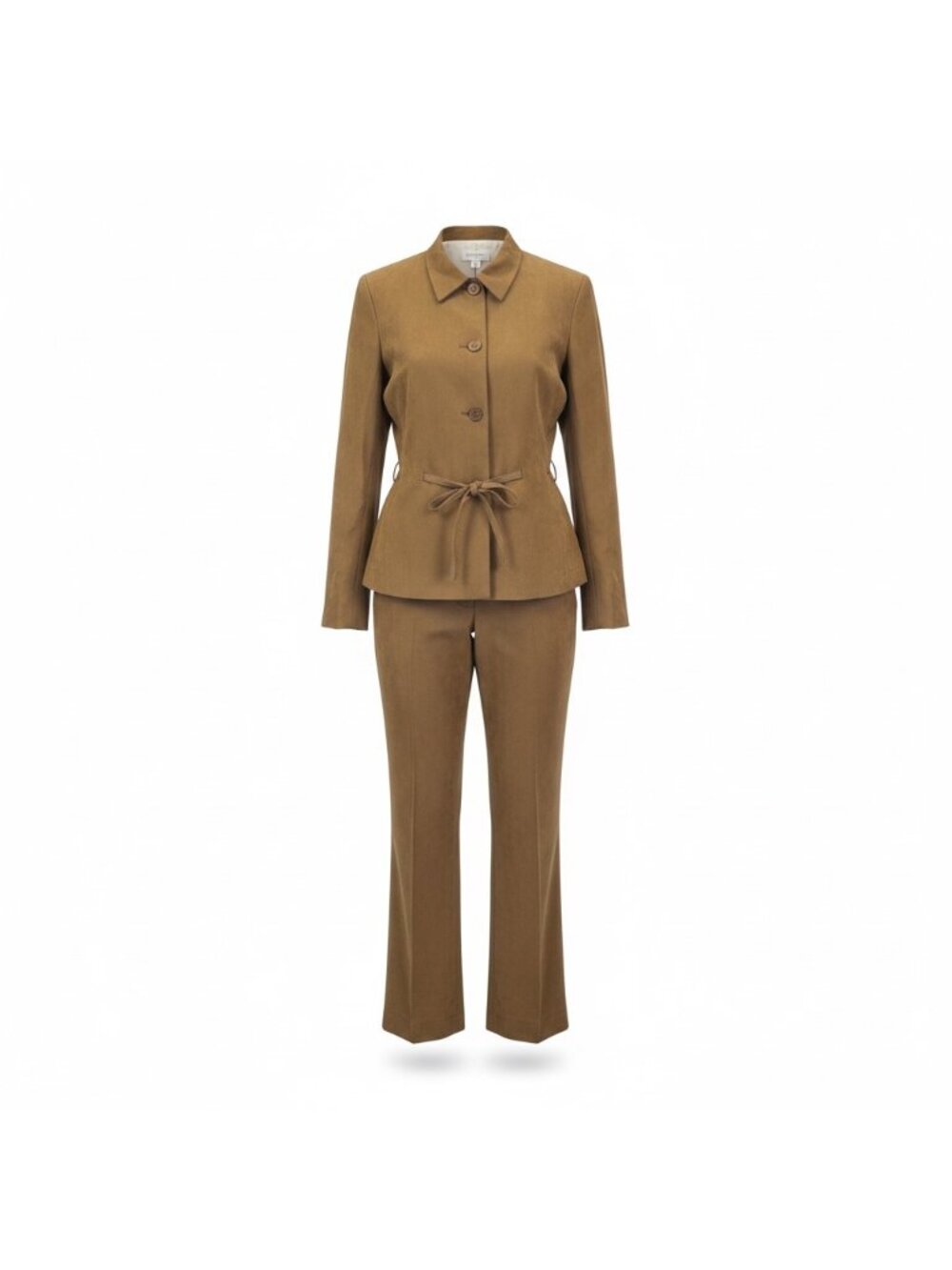 Petite Sophisticate Womens Brown 2-Piece Pant & Jacket Set Size 0